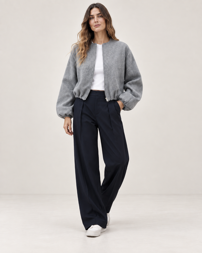 Chaqueta Bomber Retro Cropped Cuello O