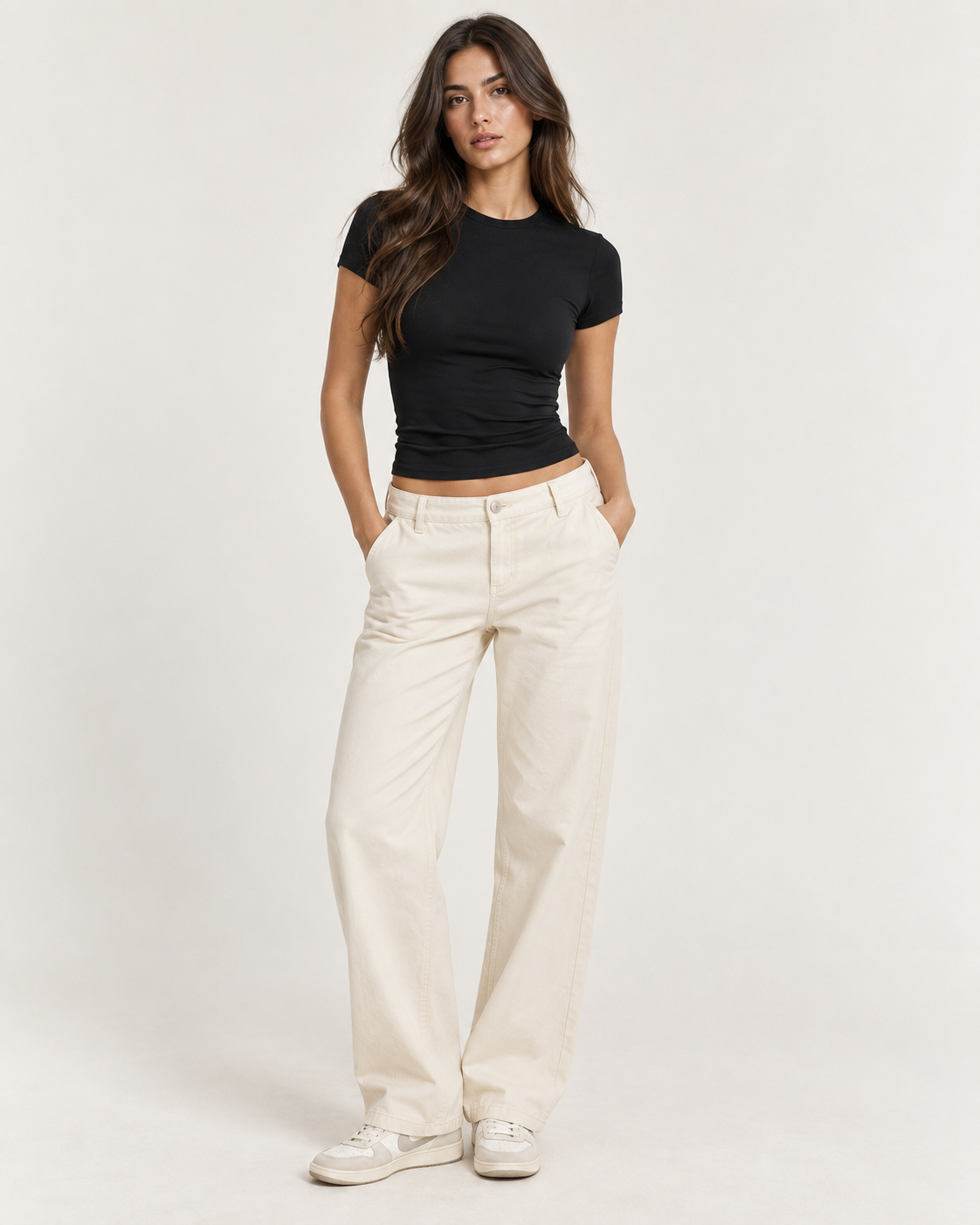 Crop Top Básico de Manga Corta Y2K