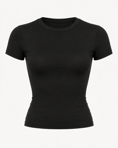 Crop Top Básico de Manga Corta Y2K