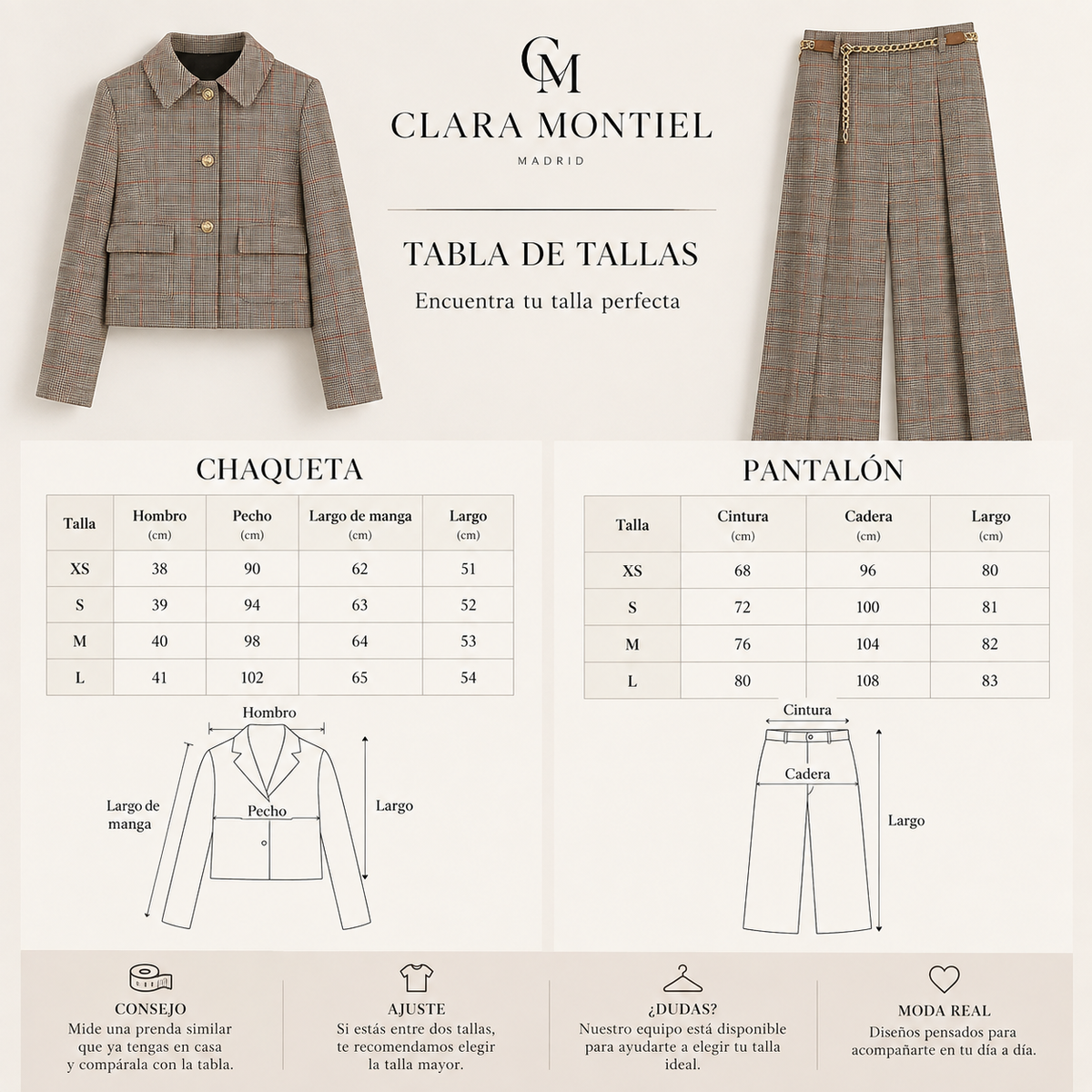 Conjunto Sastre de Cuadros con Blazer Corta y Pantalón
