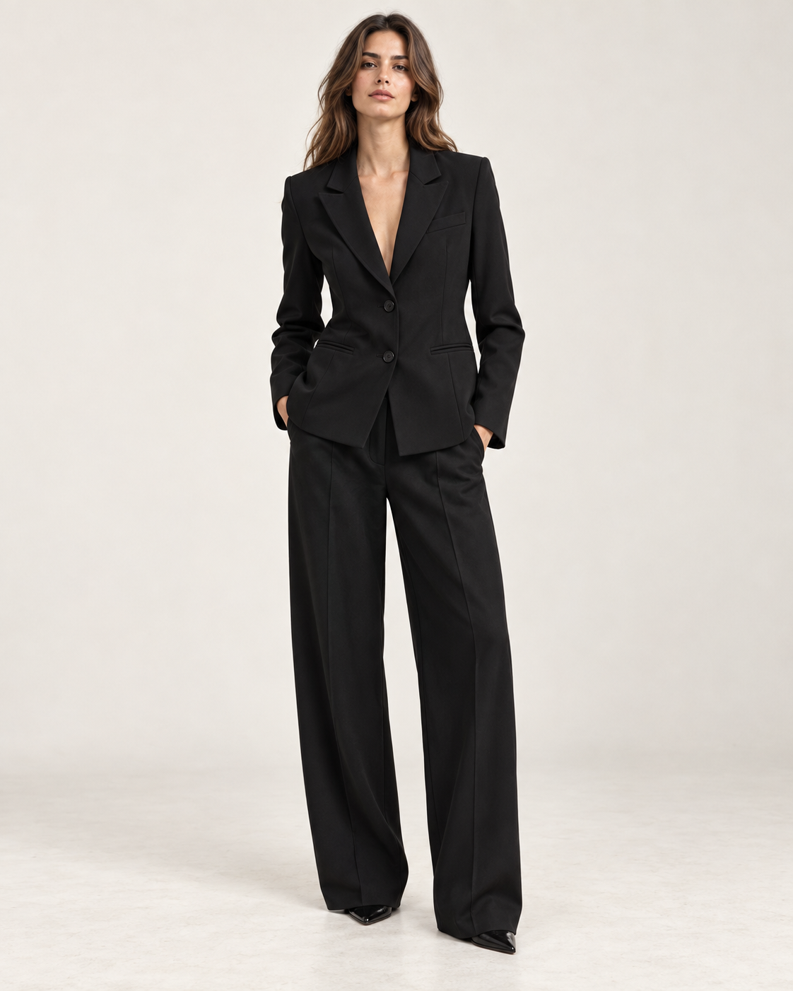 Conjunto Entallado de Blazer y Pantalón de Tiro Alto