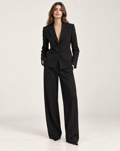 Conjunto Entallado de Blazer y Pantalón de Tiro Alto