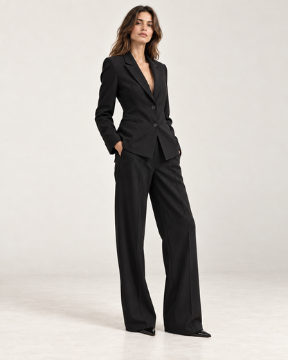 Conjunto Entallado de Blazer y Pantalón de Tiro Alto
