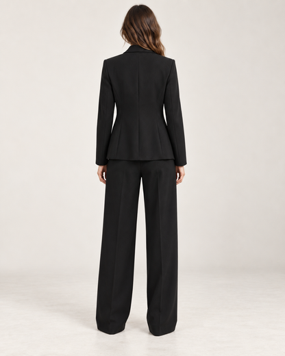 Conjunto Entallado de Blazer y Pantalón de Tiro Alto