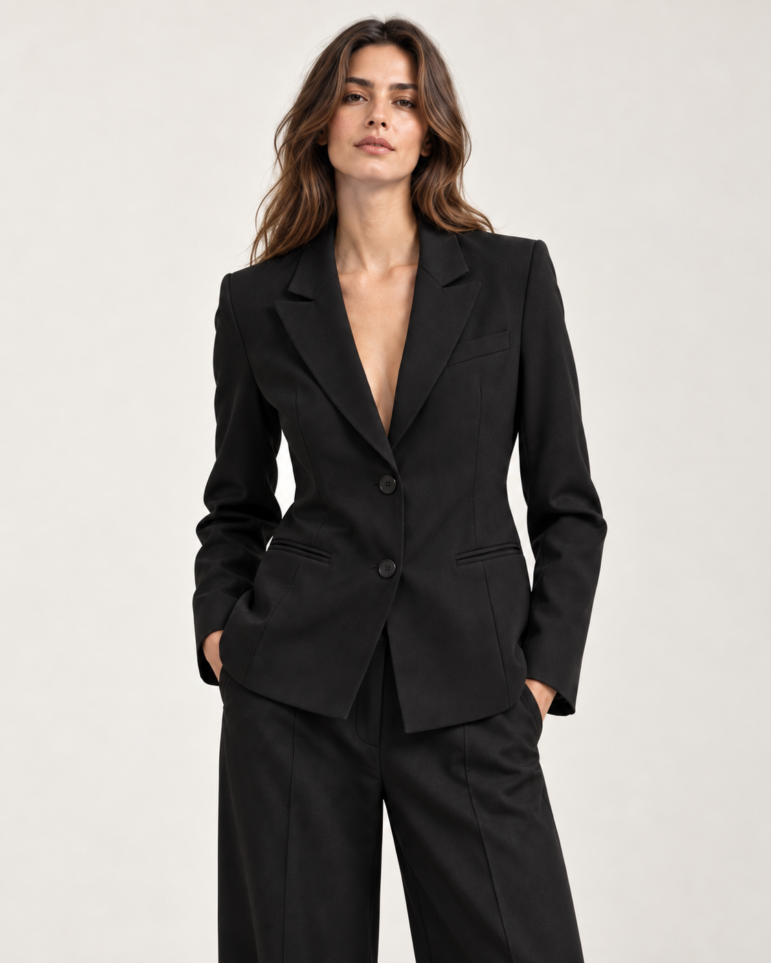 Conjunto Entallado de Blazer y Pantalón de Tiro Alto