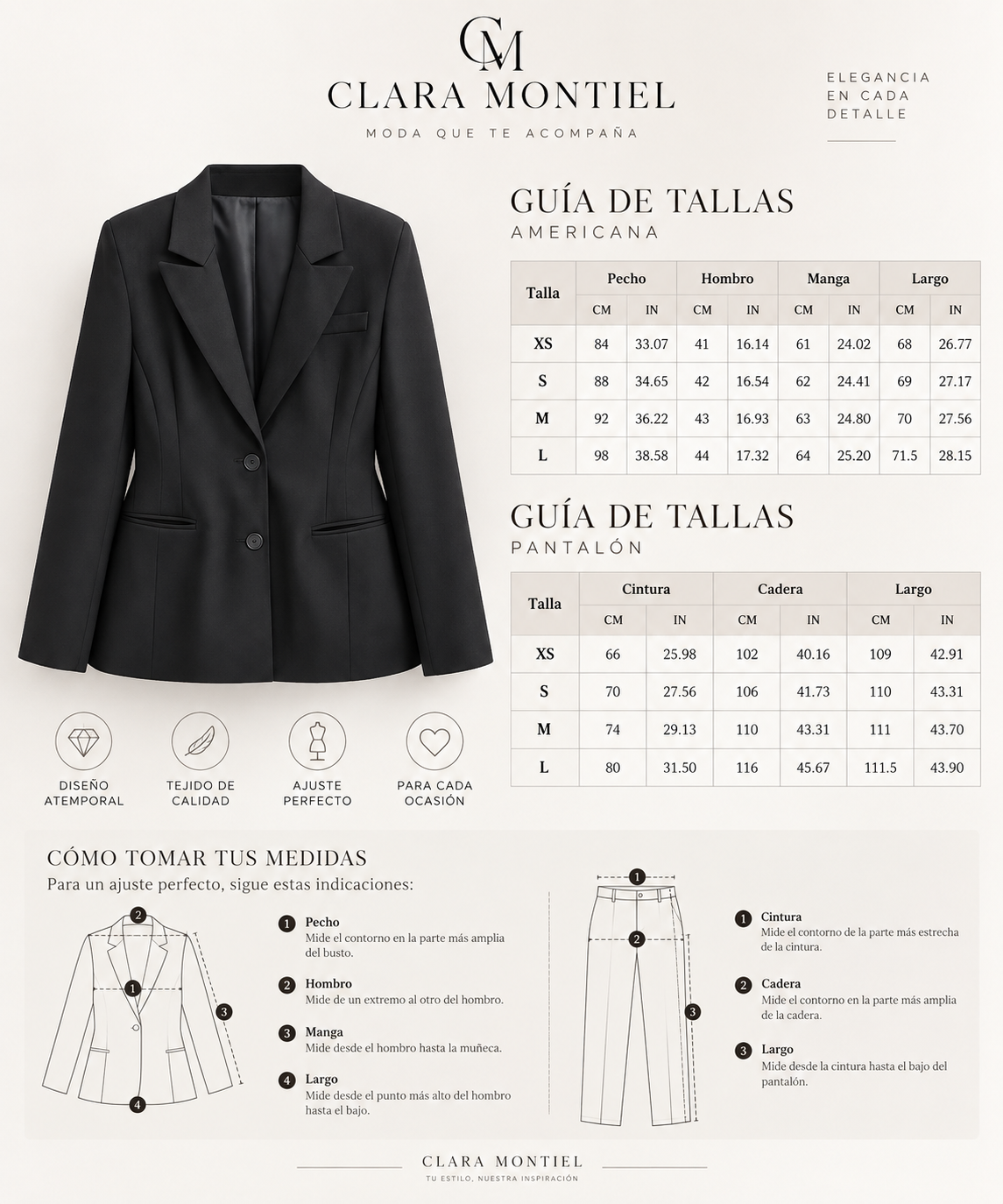 Conjunto Entallado de Blazer y Pantalón de Tiro Alto