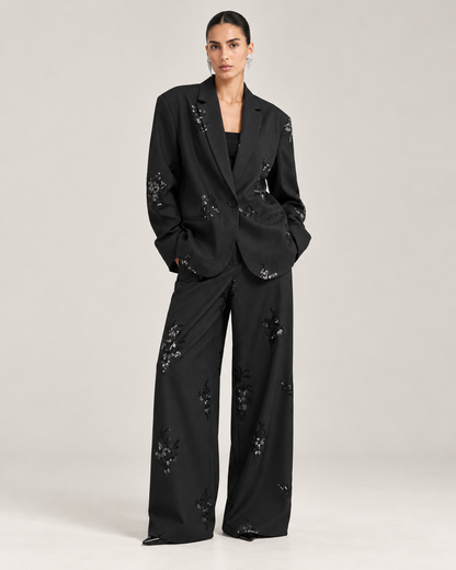 Conjunto Elegante de Camisa de Lentejuelas y Pantalón