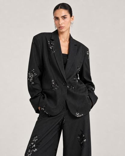 Conjunto Elegante de Camisa de Lentejuelas y Pantalón