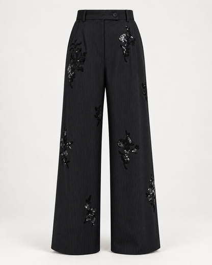 Conjunto Elegante de Camisa de Lentejuelas y Pantalón