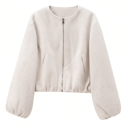 Chaqueta Bomber Retro Cropped Cuello O