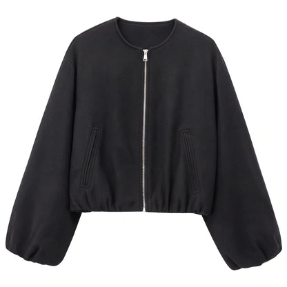 Chaqueta Bomber Retro Cropped Cuello O