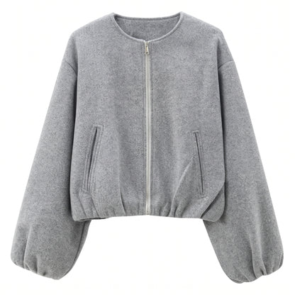 Chaqueta Bomber Retro Cropped Cuello O